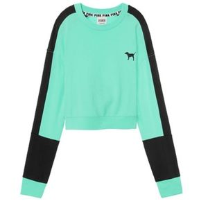 Green Victorias Secret Pink Boyfriend Crew
